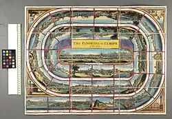 An illustrated game board for a 1815 game Panorama of Europe