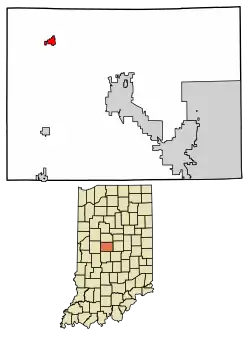 Location of Thorntown in Boone County, Indiana.