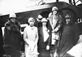Visit by l'Automobile club féminin to Bourget, 19 May 1928, showing Henry Kapferer, Mme Lasne, Mme Citroën, Mme Aubry, princesse Galitzine