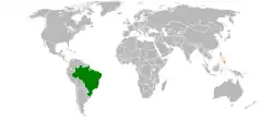 Map indicating locations of Brazil and Philippines