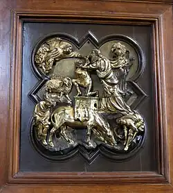 The Sacrifice of Isaac, Brunelleschi's trial piece for the north doors of the Florence Baptistery competition, 1401