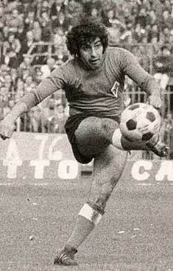The Italian association football player Bruno Beatrice in the 1974–75 season at AC Fiorentina.