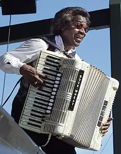 Buckwheat Zydeco playing on the main stage at the 2006 Festival International de Louisiane