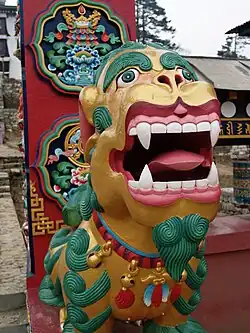 A statue at the entrance