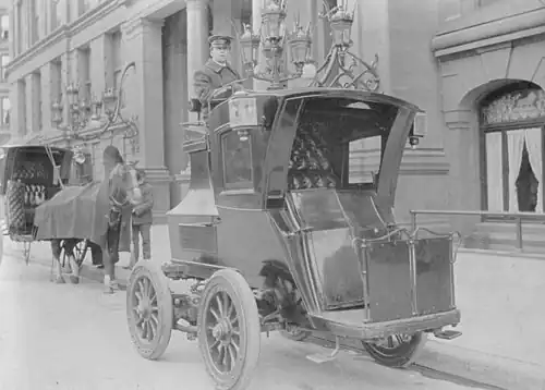 Electric car, 1904, with the chauffeur on top