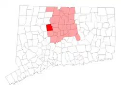 Burlington's location within Hartford County and Connecticut