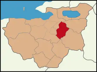 Map showing Kestel District in Bursa Province