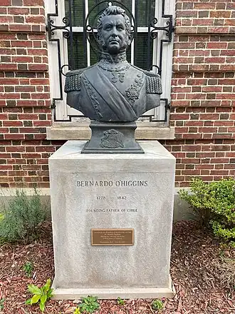 The Bust of Bernardo O'Higgins in front of the Chilean Embassy in Washington, D.C.
