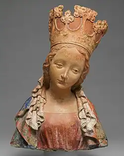 Gothic fleurons on a crown of the Virgin, c.1390-1395, terracotta with paint, Metropolitan Museum of Art