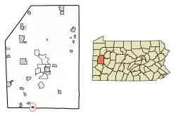 Location of Valencia in Butler County, Pennsylvania.