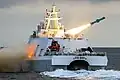 Anping (CG-601) launches Hsiung Feng II anti-ship missiles