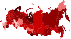 Confirmed cases per million by federal subjects