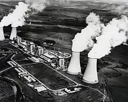 Image 72The Calder Hall nuclear power station in the United Kingdom, the world's first commercial nuclear power station (from Nuclear power)