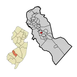 Laurel Springs highlighted in Camden County. Inset: Location of Camden County in the State of New Jersey.