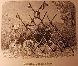 Cannibal Cooking Pots from Curiosities of Savage Life by James Greenwood, S.O. Beeton, 1863, page 281.