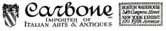 advertisement for Carbone Inc., resellers of art and antiques