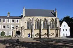 Photograph of the school chapel and adjoining buildings from the Upper Close