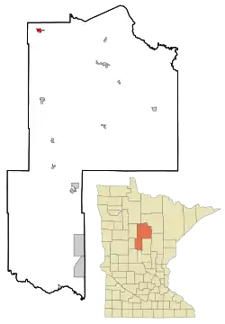 Location of Cass Lake within Cass County, Minnesota