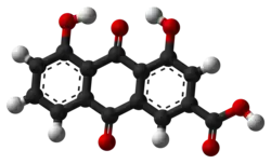 Ball-and-stick model of rhein