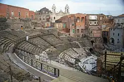 San Francesco d'Assisi all'Immacolata backs Cavea of the Greek-Roman Theatre