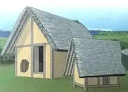 Celtic house (left) and granary (right), Glauberg oppidum