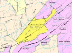 Census Bureau map of Green Brook Township, New Jersey.