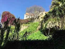 Ruined cerca moura fragment at angle between Porta de Alfôfa and Porta do Ferro.