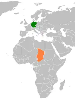 Map indicating locations of Chad and Germany