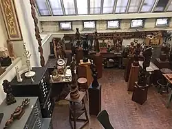 Chaim Gross studio with sculptures and skylight window