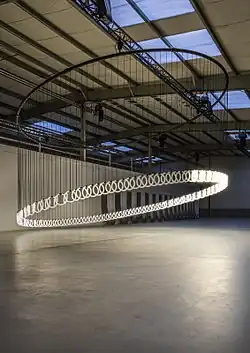 Light sculpture 'Chain Reaction' by Henk Stallinga at studio, 2015