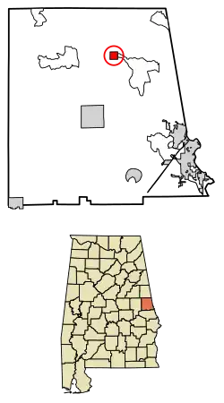 Location of Five Points in Chambers County, Alabama.