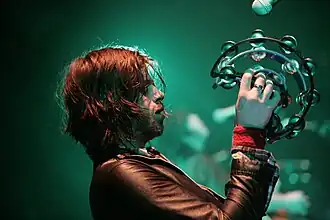 Charly Coombes performing with Supergrass in London, 2008.