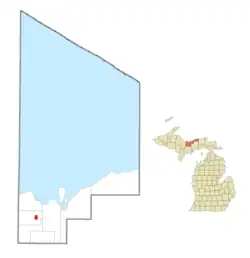 Location within Alger County, Michigan