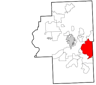 Location within Cherokee County and the state of Oklahoma