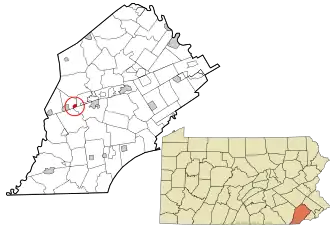 Location in Chester County and the state of Pennsylvania.