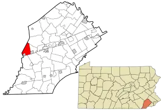 Location in Chester County and the state of Pennsylvania.