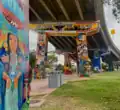 A row of murals decorating the pillars of the San Diego–Coronado Bridge.