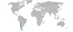 Map indicating locations of Chile and Malaysia