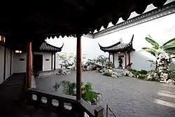 An enclosing courtyard on four sides from the Astor Court in the Metropolitan Museum of Art, New York City, USA.