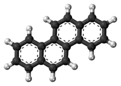 Ball-and-stick model of the chrysene molecule