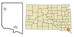 Location in Clay County and the state of South Dakota