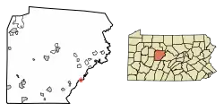 Location of Osceola Mills in Clearfield County, Pennsylvania.