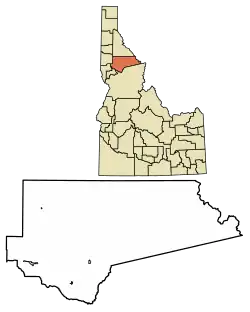 Location of Weippe in Clearwater County, Idaho.