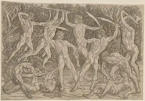 Combat of ten naked men