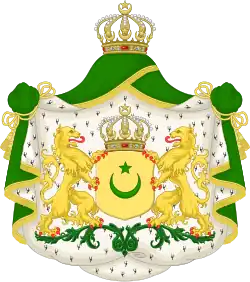 Coat of arms of the Pontianak Sultanate (1771-1950). Its political power was taken by the government in 1959 and the territory merged into West Kalimantan.
