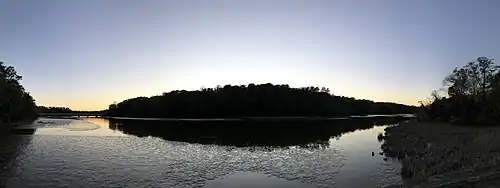 Panorama of the site at dusk