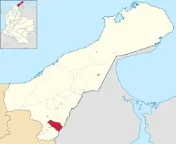 Location of the town and municipality of El Molino in the Department of La Guajira.
