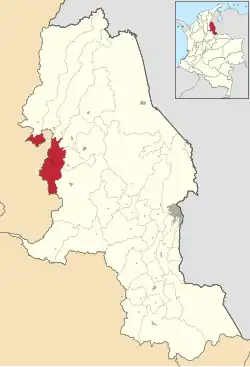Location of the municipality and town of Ocaña, Norte de Santander in the Norte de Santander Department of Colombia.