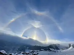 22° halo featuring a Parry arc and an upper tangent arc, with a 46° halo featuring a circumzenithal arc. Morgins, Switzerland, January 3rd, 2025.
