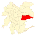 Map of Peñalolén commune in Greater Santiago